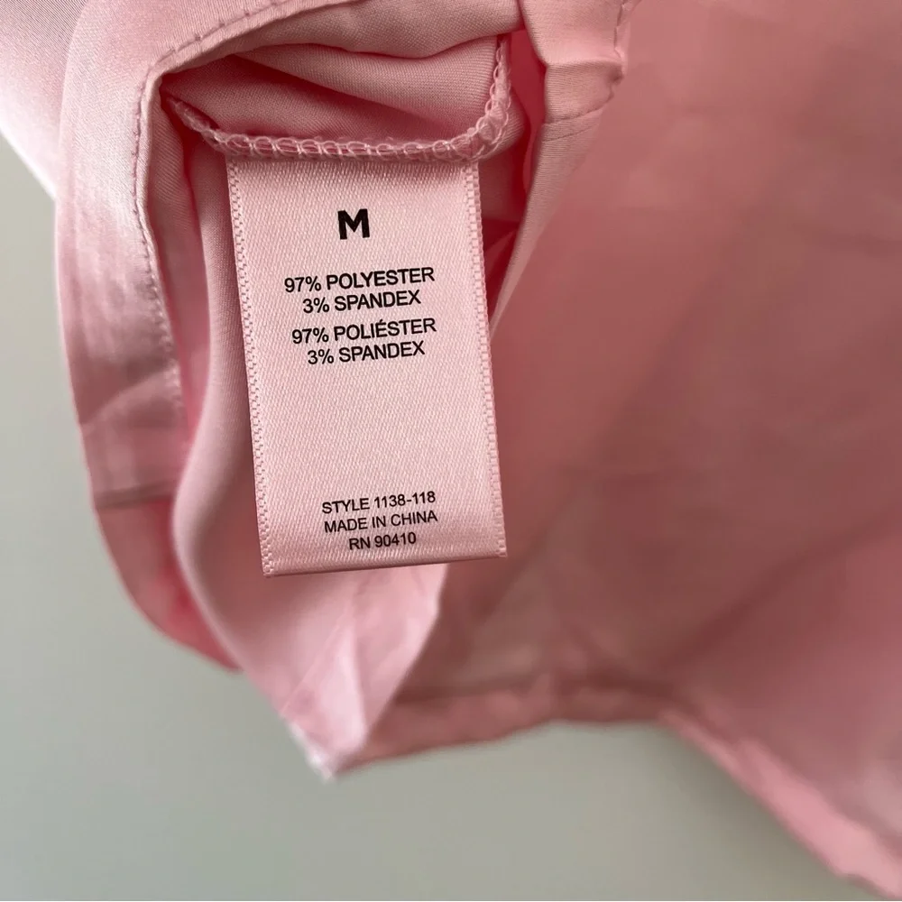 Juicy Couture Satin Pajama Top Medium Pink Rhinestones Button Up NEW